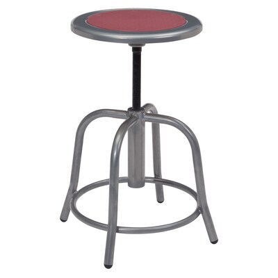 NPS 6800 Series Armless Steel Height Adjustable Swivel Stool, Burgundy Seat,  Gray Frame (6818-02)