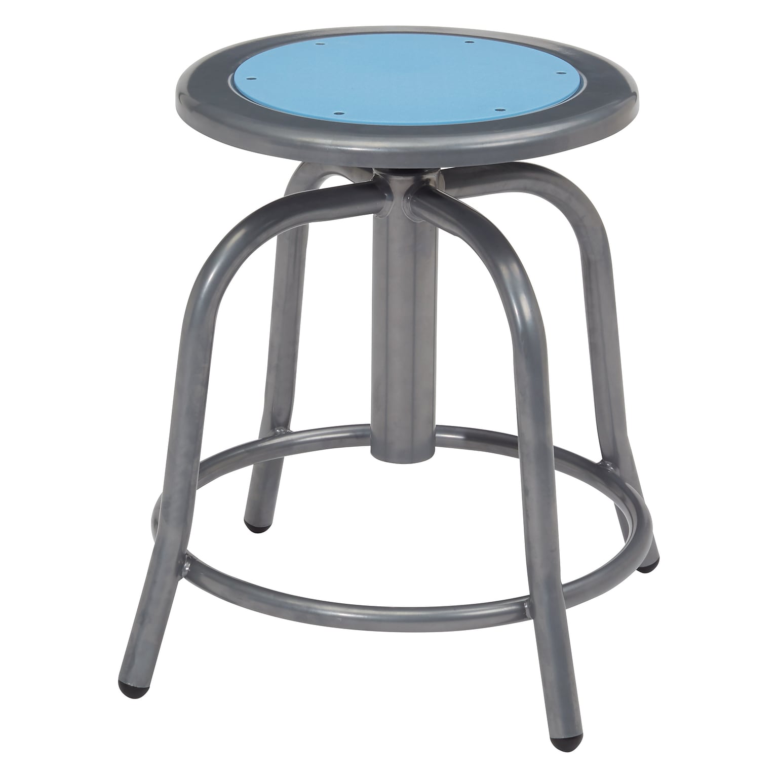 NPS 6800 Series Armless Steel Height Adjustable Swivel Stool, Blueberry Seat, Gray Frame (6805-02)