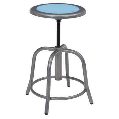 NPS 6800 Series Armless Steel Height Adjustable Swivel Stool, Blueberry Seat, Gray Frame (6805-02)