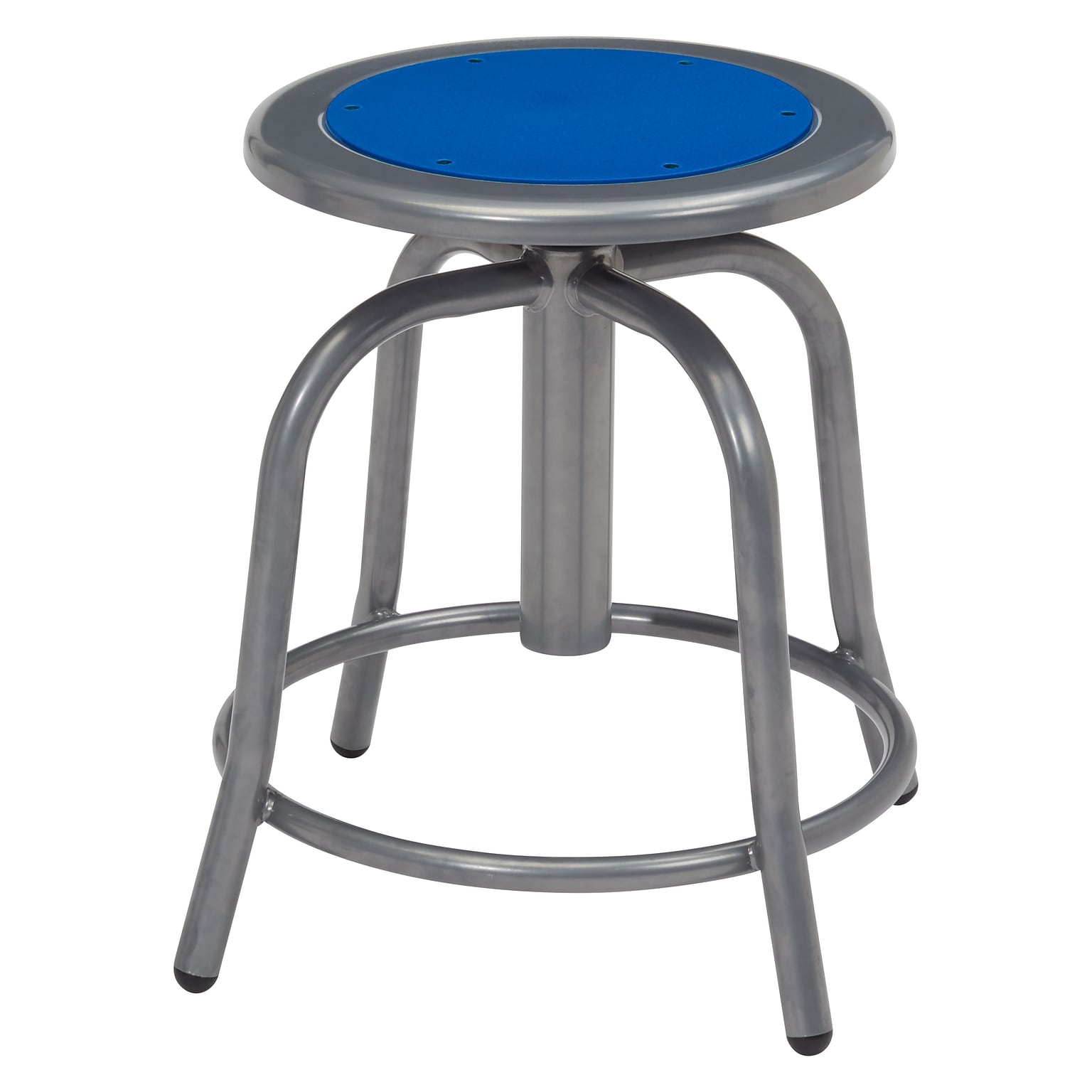 NPS 6800 Series Armless Steel Height Adjustable Swivel Stool, Persian Blue Seat, Gray Frame (6825-02)