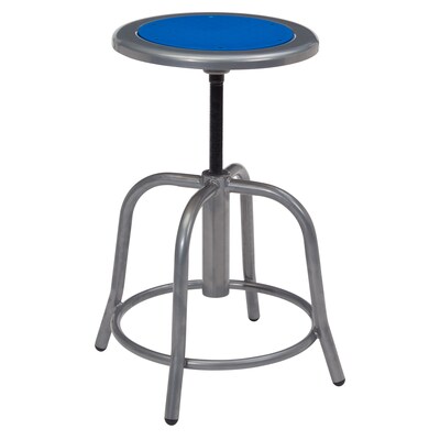 NPS 6800 Series Armless Steel Height Adjustable Swivel Stool, Persian Blue Seat, Gray Frame (6825-02)