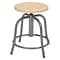 NPS 6800 Series Armless Steel Height Adjustable Swivel Stool, Natural Wood Seat, Gray Frame (6800W-0