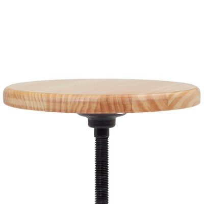 NPS 6800 Series Armless Steel Height Adjustable Swivel Stool, Natural Wood Seat, Black Frame (6800W-10)