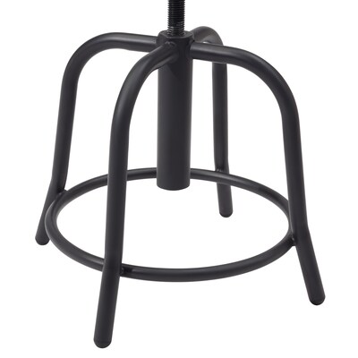 NPS 6800 Series Armless Steel Height Adjustable Swivel Stool, Natural Wood Seat, Black Frame (6800W-10)