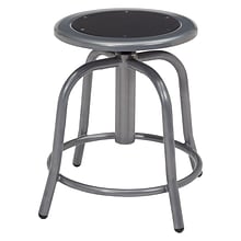 NPS 6800 Series Armless Steel Height Adjustable Swivel Stool, Black Seat, Gray Frame (6810-02)