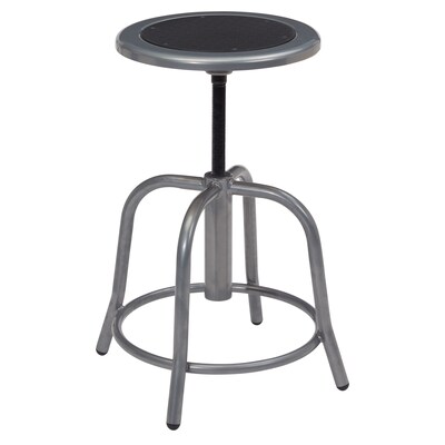 NPS 6800 Series Armless Steel Height Adjustable Swivel Stool, Black Seat, Gray Frame (6810-02)