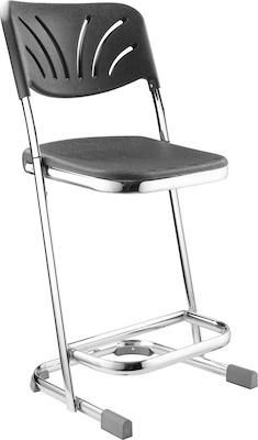 NPS 6600 Series Armless Blow-Molded Plastic 22 Ergonomic Z Stool With Backrest, Steel, Black (6622B