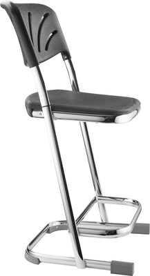 NPS 6600 Series Armless Blow-Molded Plastic 22" Ergonomic Z Stool With Backrest, Steel, Black (6622B)