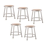 NPS 6200 Series Armless Wood 18 Inch Stool, Gray, 5 Pack (6218/5)