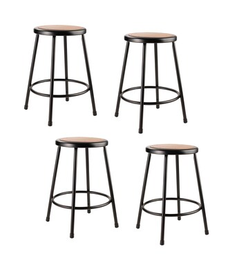 NPS 6200 Series Armless Wood 24 Inch Stool, Black, 4 Pack (6224-10/4)