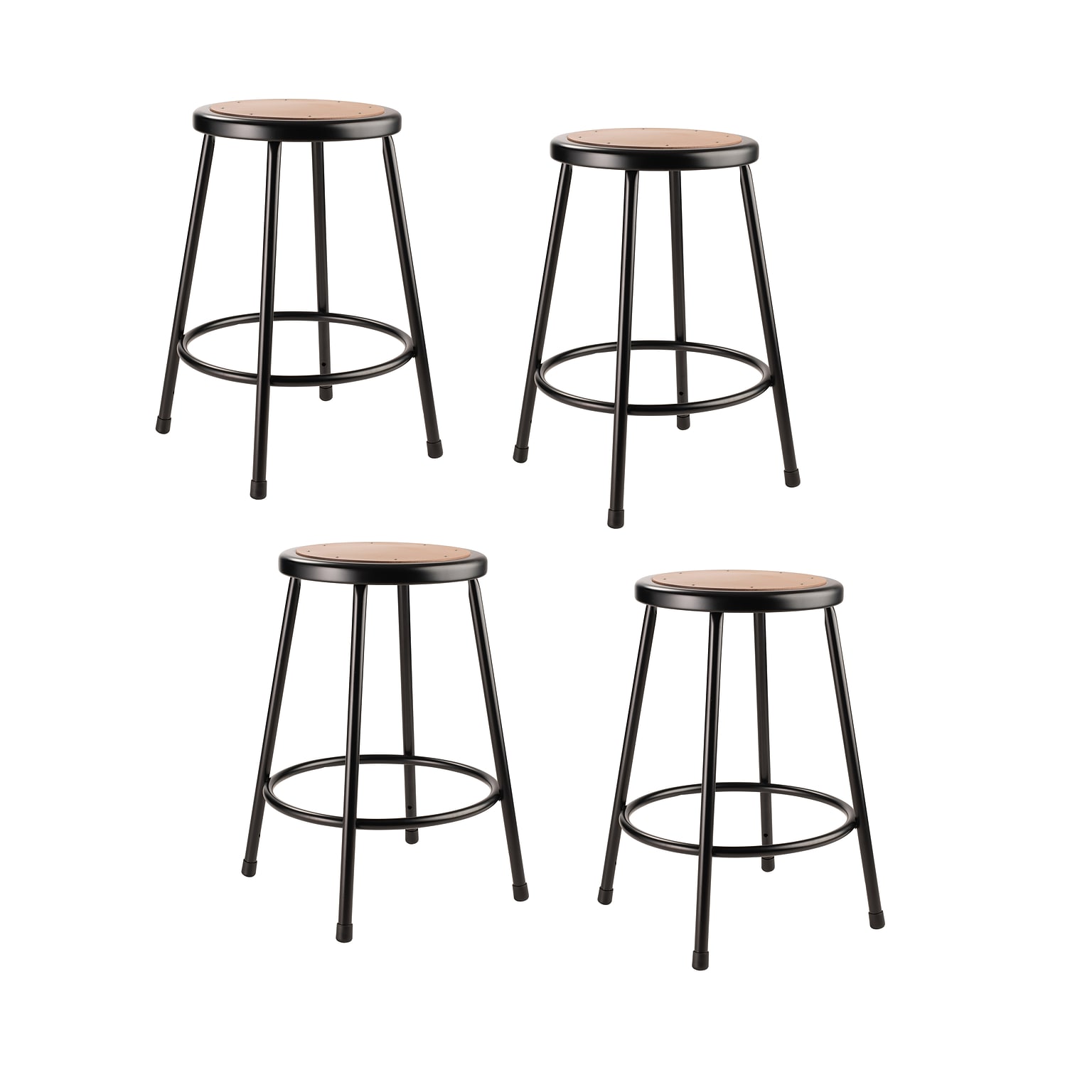 NPS 6200 Series Armless Wood 24 Inch Stool, Black, 4 Pack (6224-10/4)