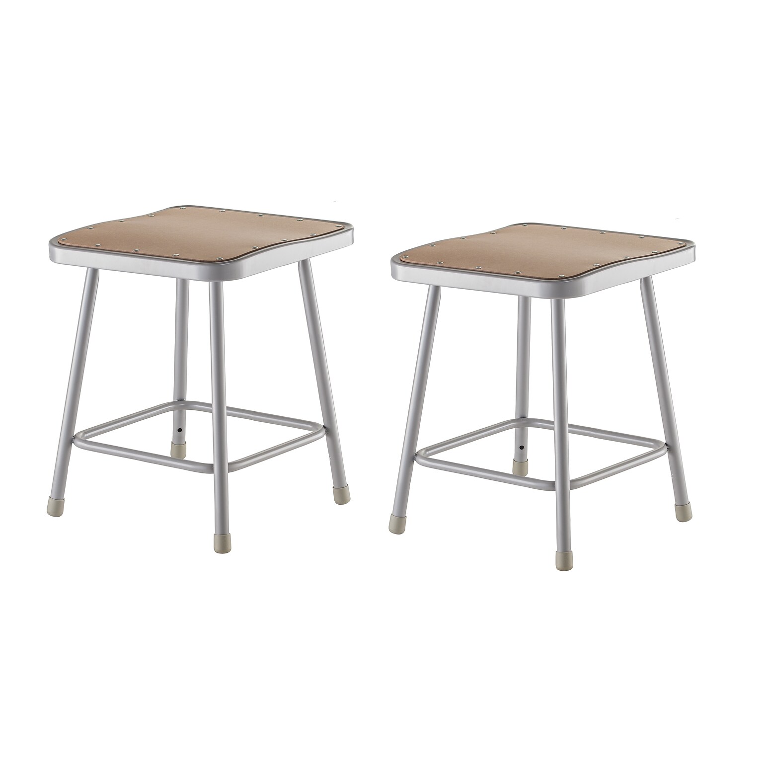 NPS 6300 Series Armless Wood 18 Square Stool, Gray, 2 Pack (6318/2)