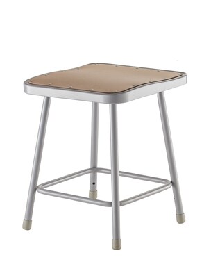 NPS 6300 Series Armless Wood 18 Inch Square Stool, Gray, 2 Pack (6318/2)