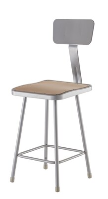 National Public Seating 24 Square Backrest Task Stool, Gray, 2/Pack (6324B2 )