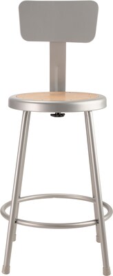 NPS 6200 Series Armless Wood 24 Inch Stool with Backrest,  Gray (6224B)