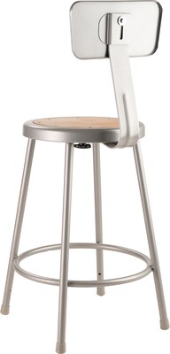 NPS 6200 Series Armless Wood 24 Inch Stool with Backrest,  Gray (6224B)