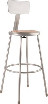 NPS 6200 Series Armless Wood 30 Inch Stool with Backrest,  Gray (6230B)