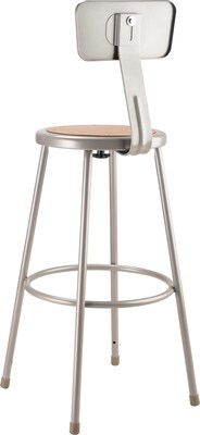 NPS 6200 Series Armless Wood 30 Inch Stool with Backrest,  Gray (6230B)