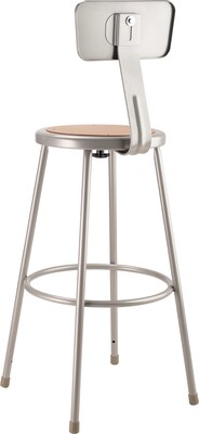 NPS 6200 Series Armless Wood 30 Inch Stool with Backrest,  Gray (6230B)