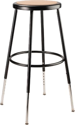 NPS 6200 Series Armless Wood Height Adjustable 24 Inch Stool, Black (6224H-10)