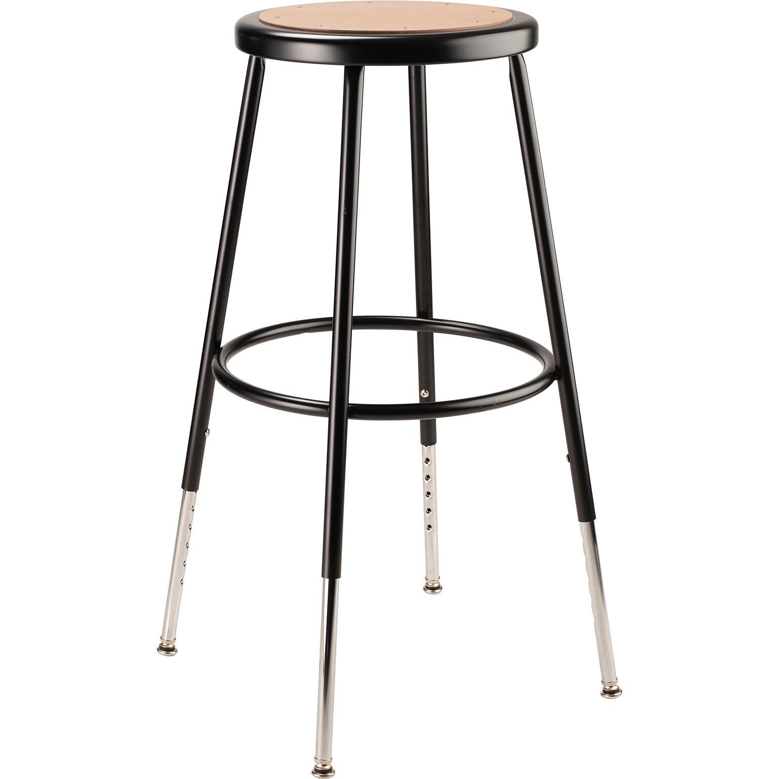 NPS 6200 Series Armless Wood Height Adjustable 24 Inch Stool, Black (6224H-10)