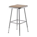NPS 6300 Series Armless Wood Height Adjustable 24 Inch Square Stool, Gray (6324H)