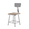 NPS 6300 Series Armless Wood 18 Inch Square Stool With Backrest, Gray (6318B)