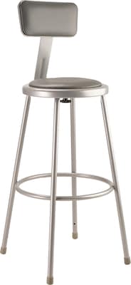 NPS 6400 Series Armless Vinyl Padded 30 Inch Stool with Backrest, Vinyl, Gray  (6430B)