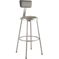 NPS 6400 Series Armless Vinyl Padded 30 Inch Stool with Backrest, Vinyl, Gray  (6430B)