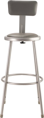 NPS 6400 Series Armless Vinyl Padded 30 Inch Stool with Backrest, Vinyl, Gray  (6430B)