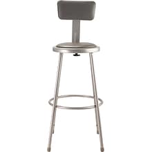 NPS 6400 Series Armless Vinyl Padded 30 Inch Stool with Backrest, Vinyl, Gray  (6430B)