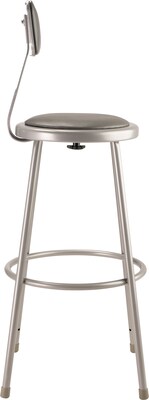 NPS 6400 Series Armless Vinyl Padded 30 Inch Stool with Backrest, Vinyl, Gray  (6430B)