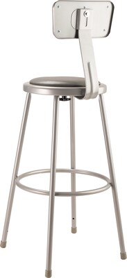 NPS 6400 Series Armless Vinyl Padded 30 Inch Stool with Backrest, Vinyl, Gray  (6430B)