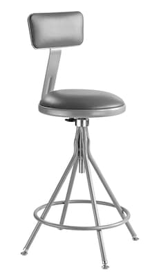 NPS 6500 Series Armless Vinyl Padded Round Premium Adjustable Swivel Stool With Backrest, Gray (6524