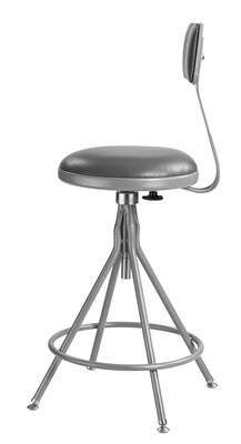 NPS 6500 Series Armless Vinyl Padded Round Premium Adjustable Swivel Stool With Backrest, Gray (6524HB)