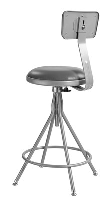 NPS 6500 Series Armless Vinyl Padded Round Premium Adjustable Swivel Stool With Backrest, Gray (6524HB)