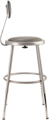 NPS 6400 Series Armless Vinyl Height Adjustable Padded 18 Inch Stool with Backrest, Gray , 5 Pack (6418HB/5)