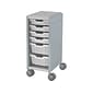 MooreCo Compass Mini H2 Mobile 6-Section Storage Cabinet, 36.13"H x 14.88"W x 19.13"D, Platinum/Cool Gray Metal (B1A1B1C1X0)