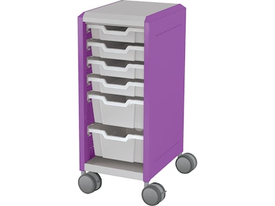 MooreCo Compass Mini H2 Mobile 6-Section Storage Cabinet, 36.13H x 14.88W x 19.13D, Platinum/Purp