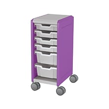 MooreCo Compass Mini H2 Mobile 6-Section Storage Cabinet, 36.13H x 14.88W x 19.13D, Platinum/Purp