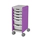 MooreCo Compass Mini H2 Mobile 6-Section Storage Cabinet, 36.13"H x 14.88"W x 19.13"D, Platinum/Purple Metal (B1A1D1C1X0)