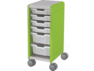 MooreCo Compass Mini H2 Mobile 6-Section Storage Cabinet, 36.13H x 14.88W x 19.13D, Platinum/Gree