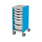 MooreCo Compass Mini H2 Mobile 6-Section Storage Cabinet, 36.13"H x 14.88"W x 19.13"D, Platinum/Blue Metal (B1A1E1C1X0)