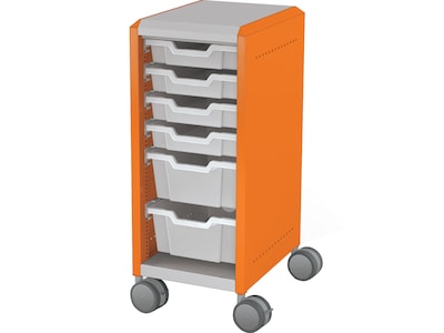 MooreCo Compass Mini H2 Mobile 6-Section Storage Cabinet, 36.13H x 14.88W x 19.13D, Platinum/Oran