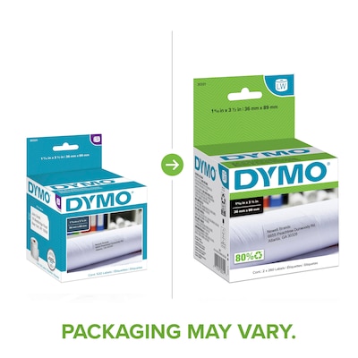 DYMO LabelWriter 30321 Large Mailing Address Labels, 3-1/2" x 1-4/10", Black on White, 260 Labels/Roll, 2 Rolls/Box (30321)