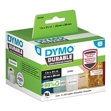 DYMO LabelWriter 1933081 Durable Industrial Labels, 3-1/2 x 1, Black on White, 350 Labels/Roll, 2
