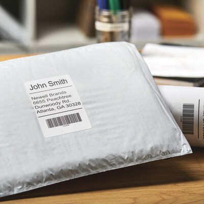 DYMO LabelWriter 1763982 Polypropylene Shipping Labels, 2-5/16" x 4", Black on White, 250 Labels/Roll (1763982)