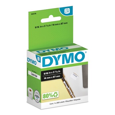 Dymo LW 30376 Label Printer Labels, 9/16” x 2”, Black On White, 260/Box