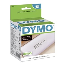 DYMO LabelWriter 30572 Mailing Address Labels, 3-1/2 x 1-1/8, Black on White, 260 Labels/Roll, 2 R