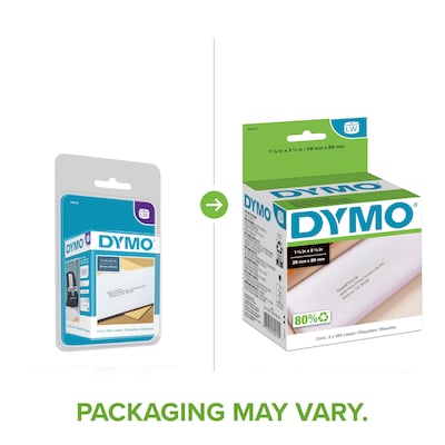 DYMO LabelWriter 30572 Mailing Address Labels, 3-1/2" x 1-1/8", Black on White, 260 Labels/Roll, 2 Rolls/Each (30572)